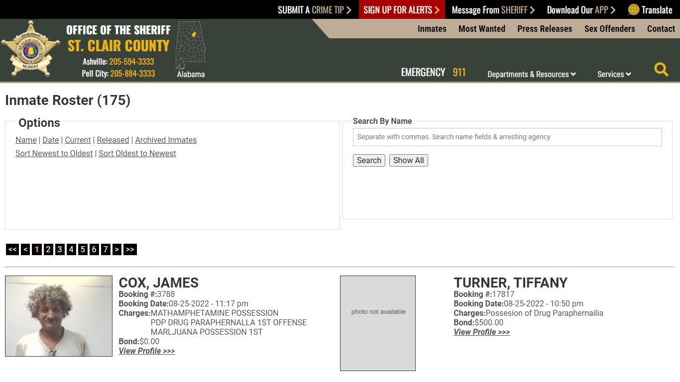 Inmate Roster - Current Inmates Booking Date Descending - St. Clair ...